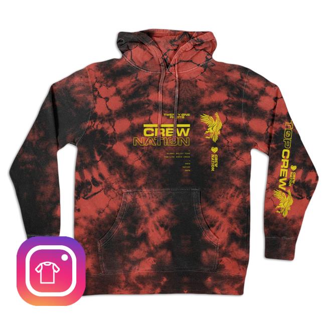 Official 21 Pilots Apparel Clothing Store Merch Tie-Dye Twenty One Pilots Crew Nation Tie Dye Hoodie TwentyOnePilots 21Pilots Shop