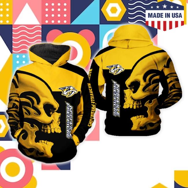 Nashville Predators Nhl Skull 3D Printed Hoodie Sweatshirt