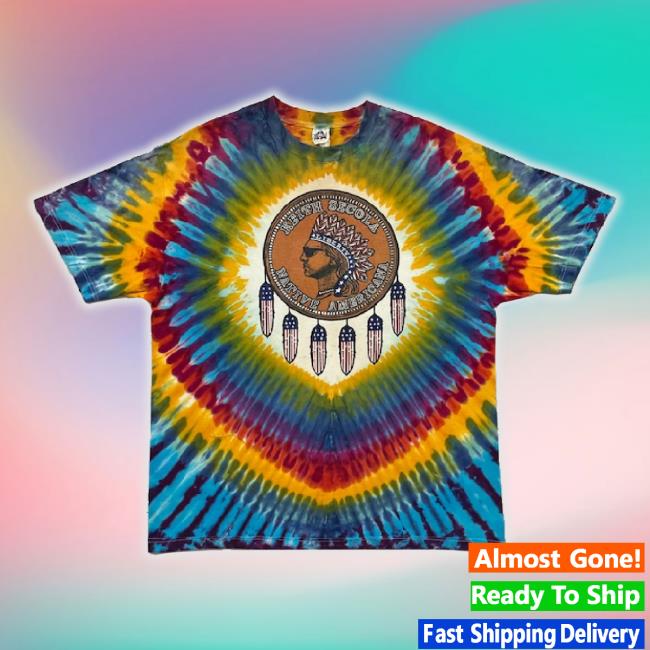 1990'S, Cotton, Keith Secola Native Americana, Tee In Rainbow Tie-Dye