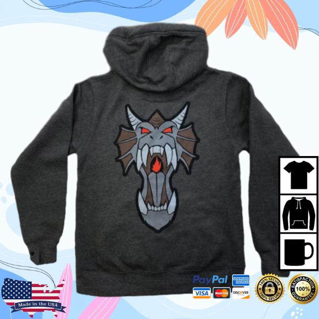 Official Backstreet Merch Runescape Clothing Draconic Visage Grey Hooded Sweatshirt Black Melange streetmerch Store Shop