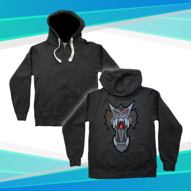 Official Backstreet Merch Runescape Clothing Draconic Visage Grey Hooded Sweatshirt Black Melange streetmerch Store Shop