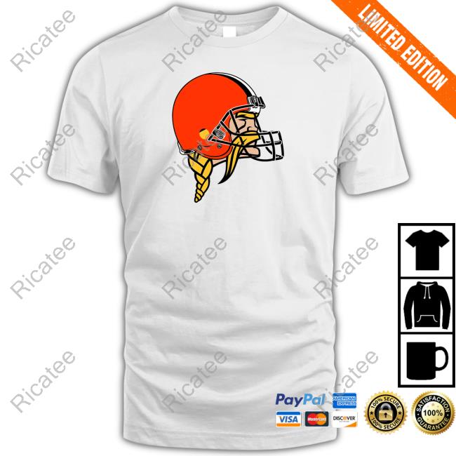 Vikings Logo Wearing Browns Logo Tee Shirt Jay Cuda Jay Cuda Vikings Logo Wearing Browns Logo Hoodie