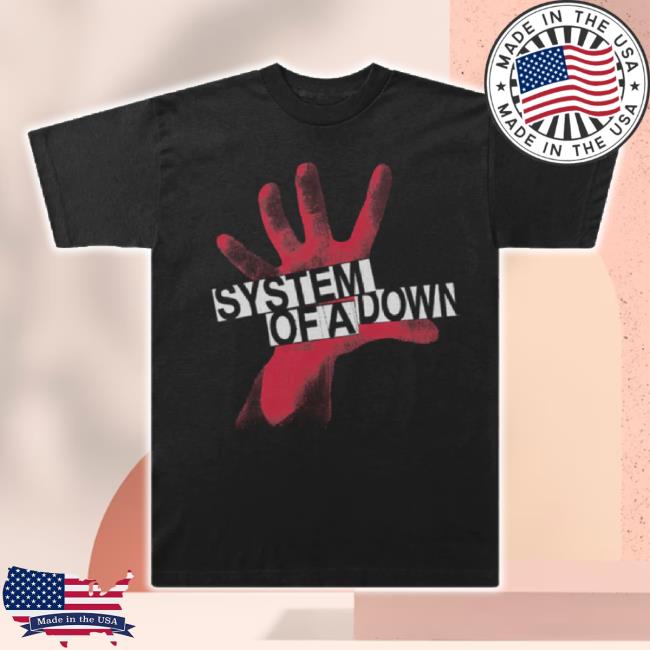 Original System Of A Down Merch Store System Of A Down Self-Titled Red Hand Logo T-Shirt Systemofadown Shop