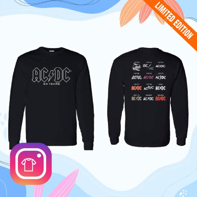 Original Acdc Store Merch 50 Years Of Ac/Dc Logos TankTop Acdc Shop