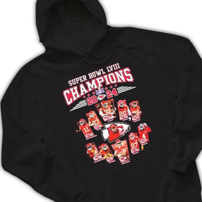 Original Super Bowl Lviii Champions 2024 Kc Chiefs Card Signatures Sweatshirt