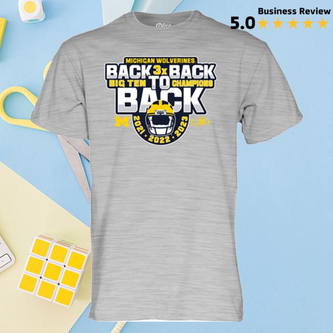 Blue84 University Of Michigan Football Back-To-Back-To-Back 2023 Big Ten Champions Gray Long Sleeve T-Shirt