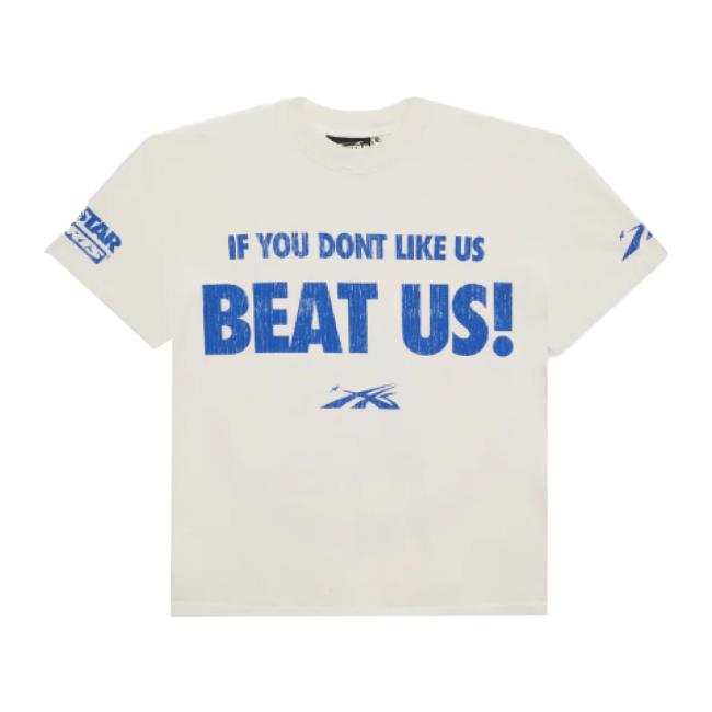 Trending Hellstar Merch Store Beat Us! Hoodie (White/Blue) Hellstar Shop