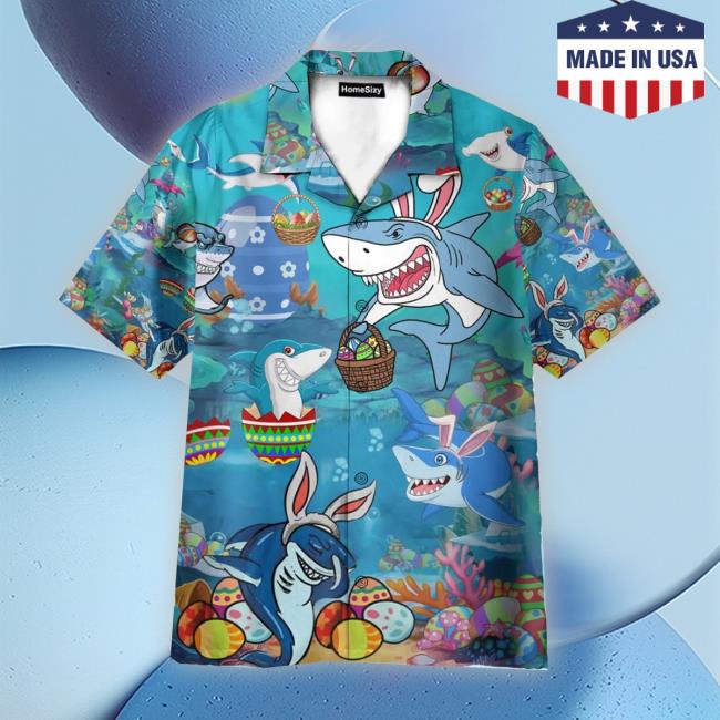 Official Enjoy Easter With Sharks Hawaiian Tee