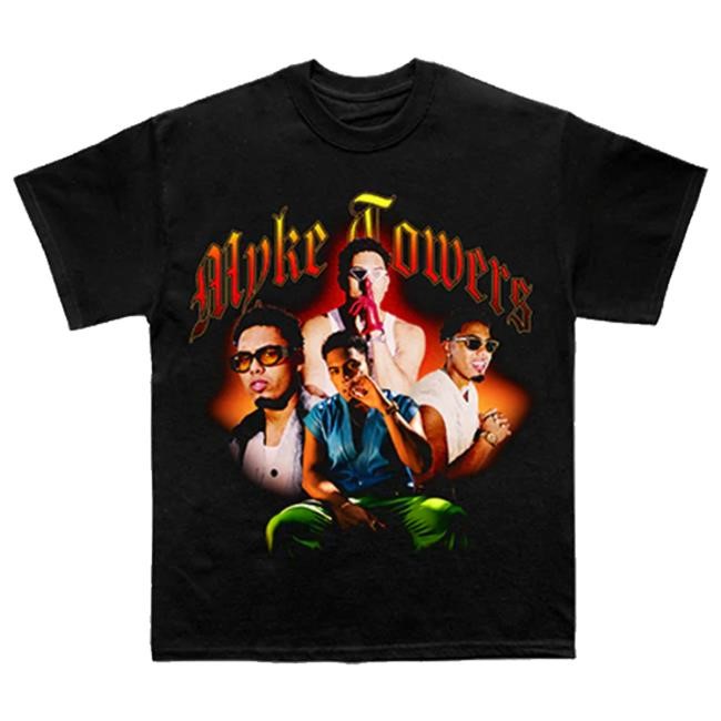 Official Myke Towers Merch Throwback Photo Tee Shirt Official Myke Towers Merch Throwback Photo Tee Shirt