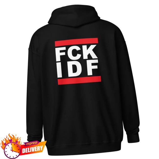 Official Fck Nzs Merch Fck Idf Centred Unisex Heavy Blend Zip Shirts