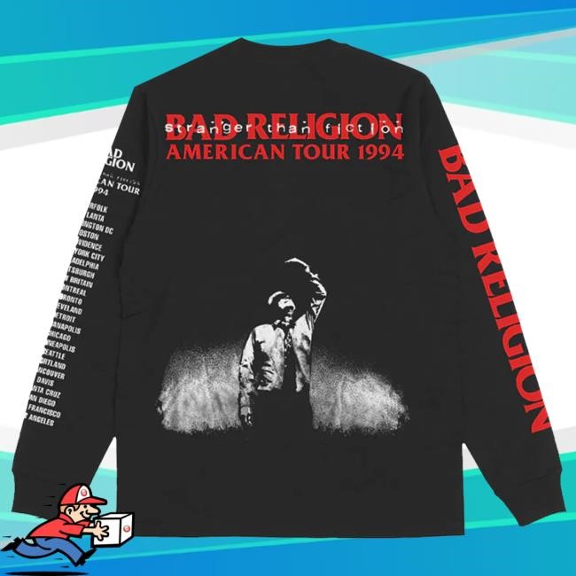 Bad Religion Store Stranger Than Fiction American Tour 1994 Long Sleeve (Black) Crewneck Sweatshirt