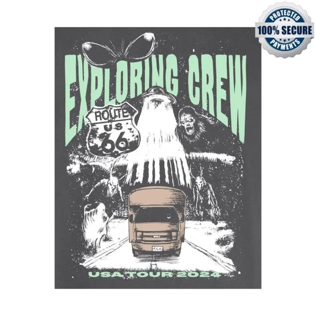 Exploring Crew Store Exploring Bus Usa Tour 2024 Zip Up Hooded Sweatshirt