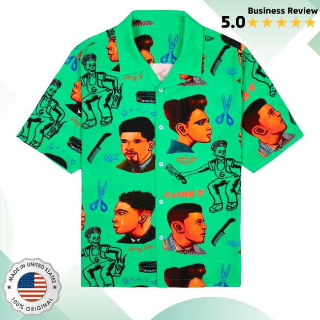 Barbershop Rayon Button Up Tee Shirt By Golf Wang