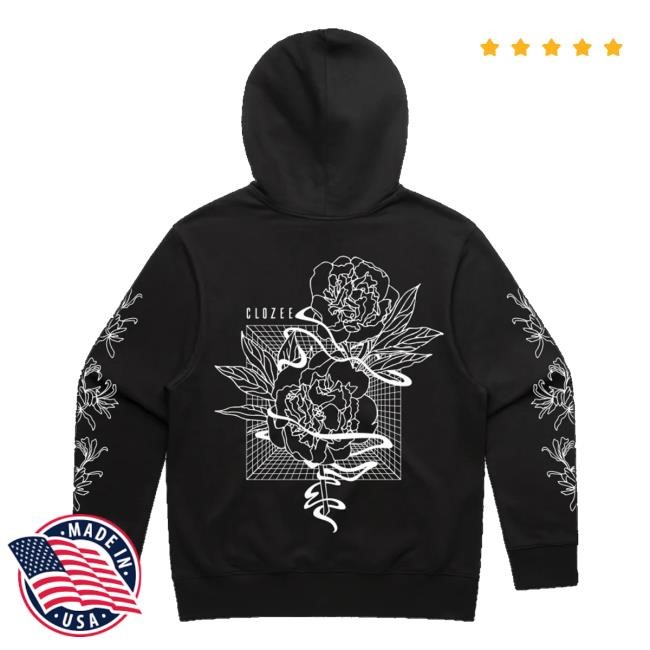 Lszee Merch Store Clozee - Rose Noir Zip Up Hooded Sweatshirt