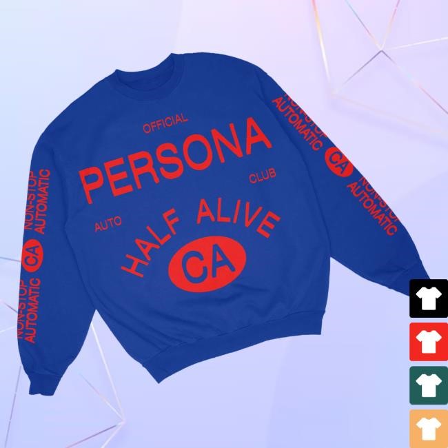 Half Alive Merch Persona Auto Club Zip Up Hoodie Blue Half Alive Merch Persona Auto Club Classic Shirt Blue