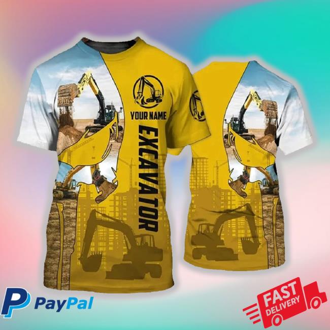 Construction Landscape Excavator Custom 3D All Over Print Shirt, Excavator TankTop Uniform For Excavator Team, Excavator Driver Gift, Gift For Dad
