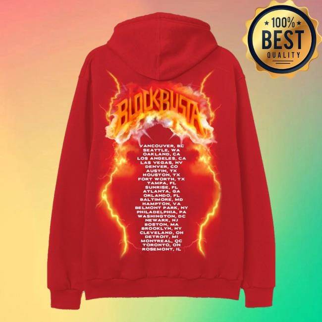 Official Busta Rhymes Universe Merch Blockbusta Hoodie Red Crewneck Sweatshirt
