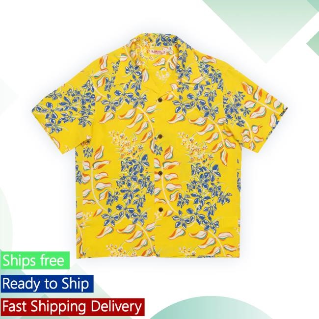 Official Sun Surf Ginger Lily Hawaiian Shirt Yellow Tee Shirt