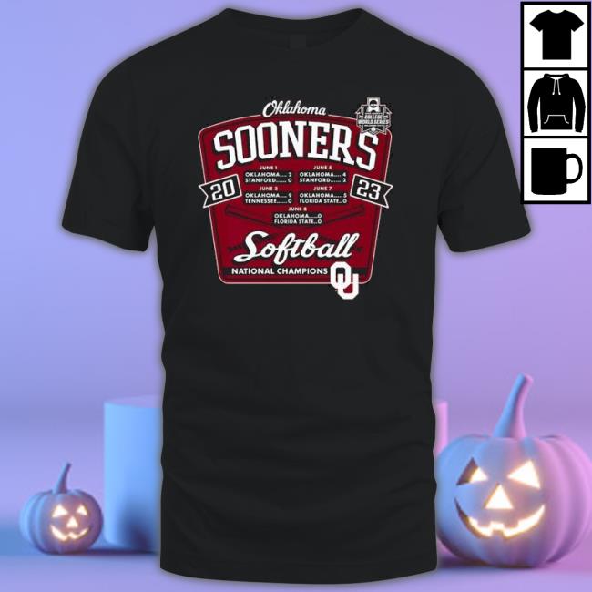 Official Oklahoma Sooners Blue 84 Youth 2023 Ncaa Softball Women’S College World Series Champions Schedule shirt