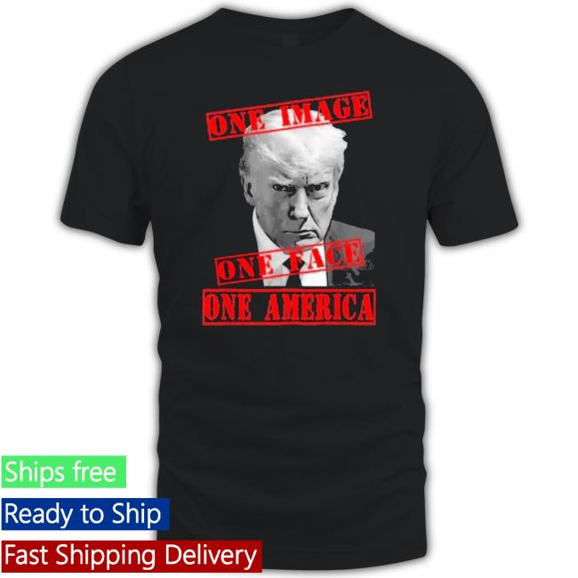 Trump Mugshot One Image One Face One America Long Sleeve Tee Shirt