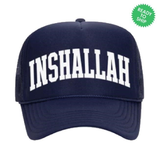 Trending "Inshallah" (Navy Blue) Trucker Hat Bob's Liquor Store Merch Shop