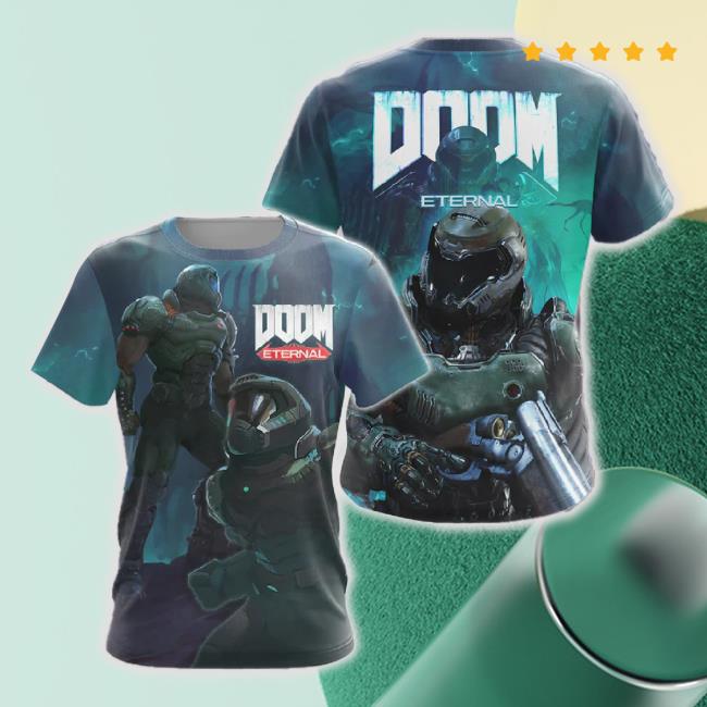 Doom Eternal Video Game All Over Printed Hoodie Sweatshirt Beach Shorts Joggers