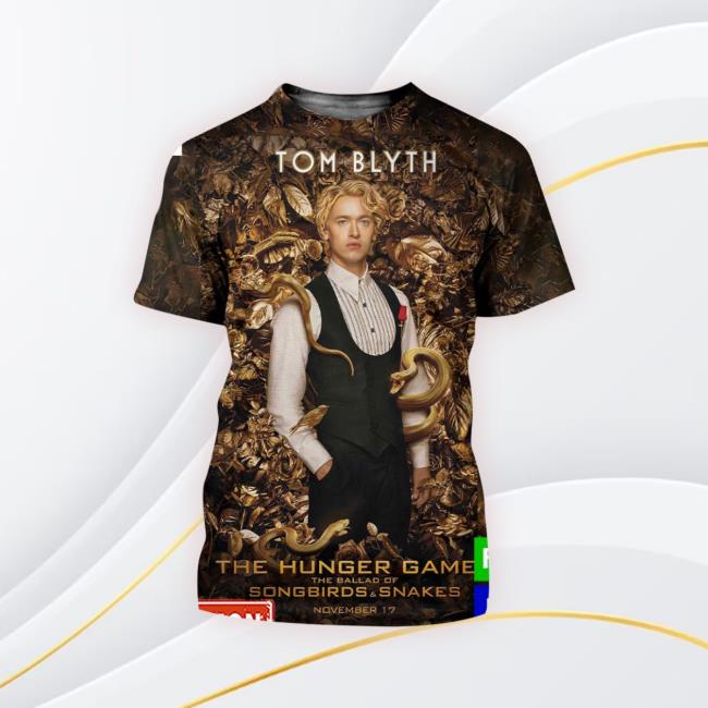 Official Tom Blyth Stars As Coriolanus Snow In The Hunger Games The Ballad Of Songbirds And Snakes Poster All Over Print Tee Shirt