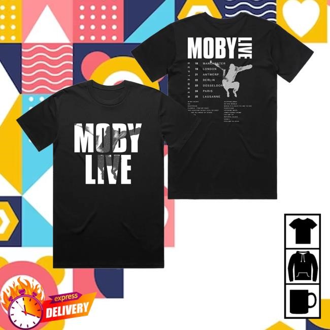 Official Moby Live 2024 Tour Black Hoodie Sweatshirt Moby Merch Store