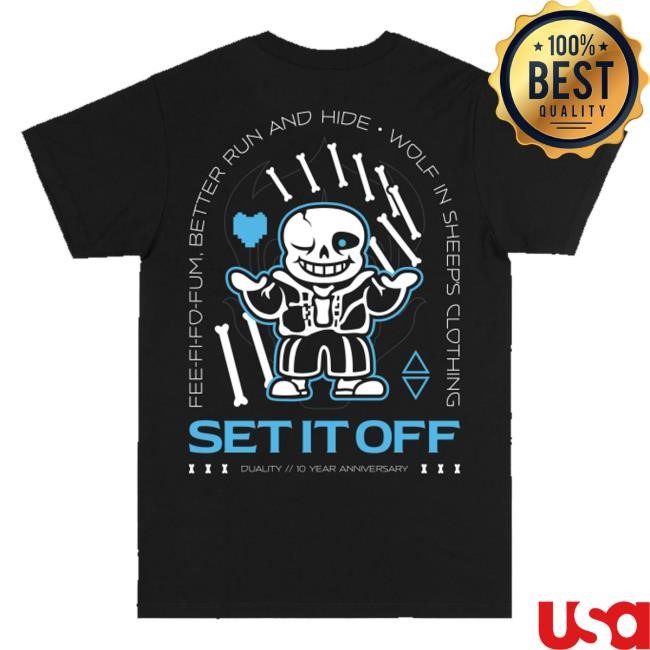 Set It Off Official Merch Duality 10 Year Anniversary Skeleton Shirt