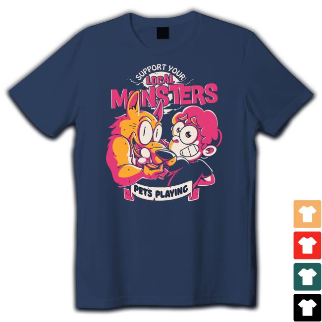 Support Your Local Monsters Pets Playing Hooded Sweatshirt