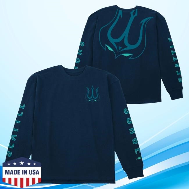 Callofdutyleague Merch Seattle Surge Blue Heavyweight Long Sleeve Hooded Sweatshirt
