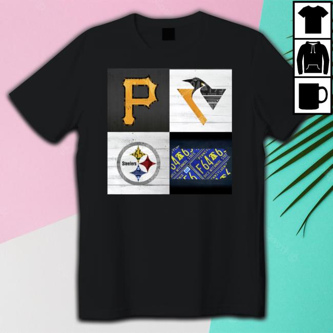 Pittsburgh Sports Team Logo Art Plus Pennsylvania Map Pirates Penguins Steelers Shirt
