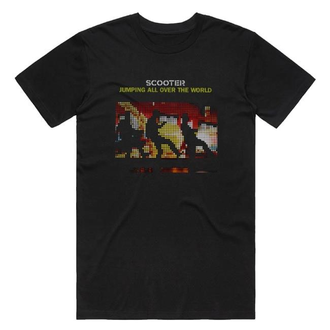 Trending Album Cover Stickers Merch Scooter Jumping All Over The World Album Cover Hoodie Sweatshirt Black Official Album Cover Stickers Merch Scooter Jumping All Over The World Album Cover New Shirt Black