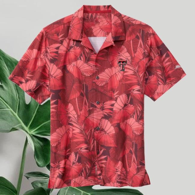 Official Redraideroutfitter Merch Tommy Bahama Texas Tech Sport Bahama Coast Nuevo Fronds Red Button Down Hoodie