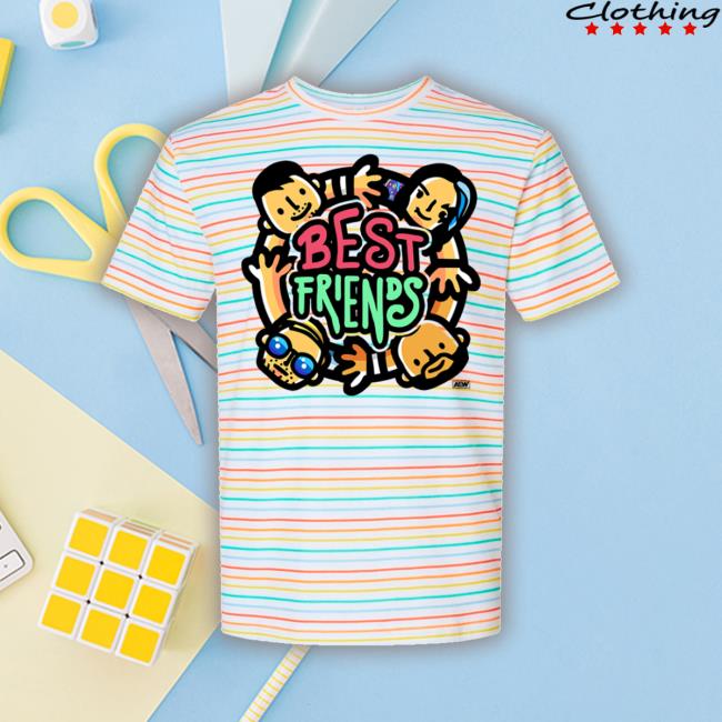 Shopaew Merch Top Rope Tuesday Limited Edition Best Friends - Rainbow Stripe Shirts