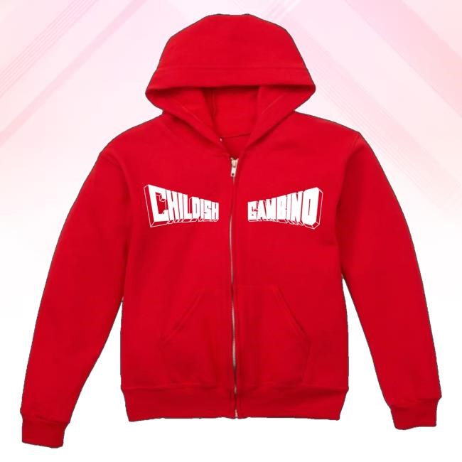 Childish Gambino Store Merch Ships Before Christmas Red Gambino Zip Up Crewneck Sweatshirt
