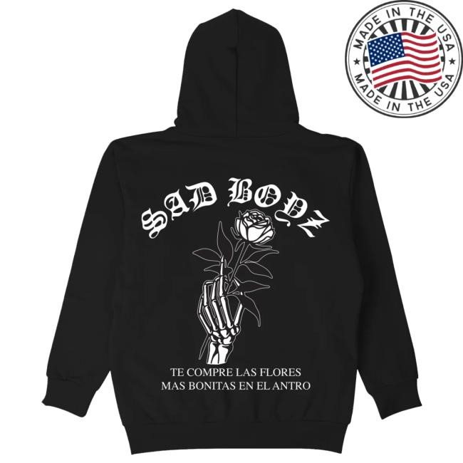 Official Sad Boyz Store Merch Las Flores Hoodie - Black Crewneck Sweatshirt