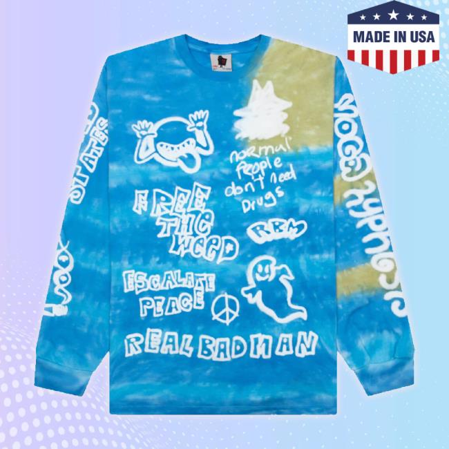 Official Feature Merch Store Real Bad Man Youth Party L/S Sweatshirt - Blue/Tie Dye