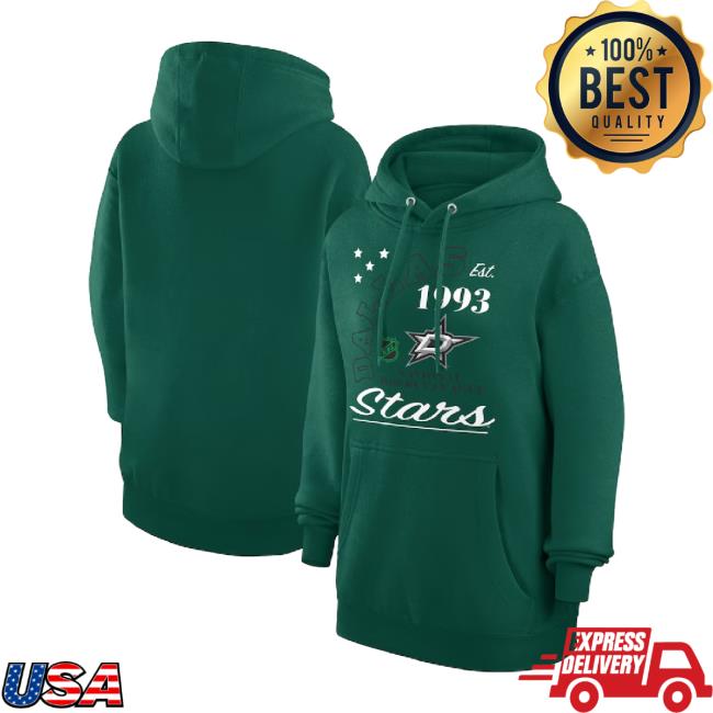 Trending Dallas Stars Starter Arch City Team Graphic Fleece Pullover Sweater- Green