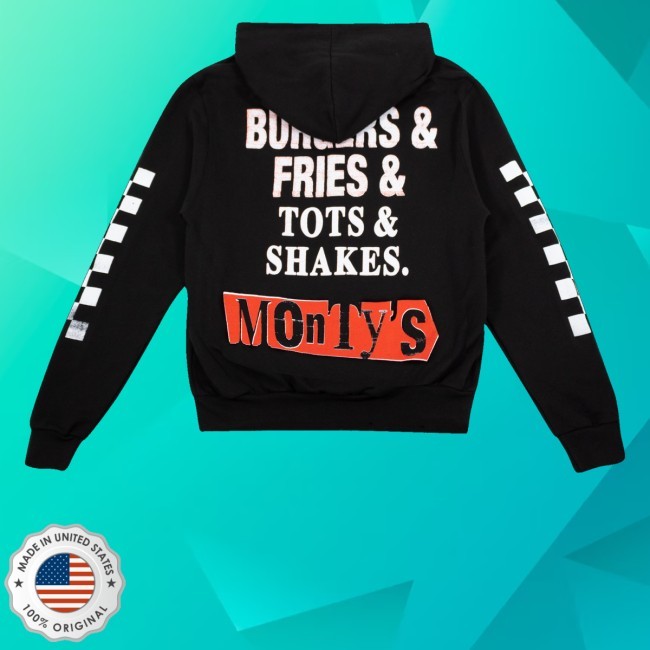 Mohawk Monty Burger & Fries Youth T Shirt Monty's Good Burger Merch Store Mohawk Monty Burger & Fries T-Shirt, Hoodie, Tank Top, Sweater And Long Sleeve T-Shirt Monty's Good Burger Merch Store