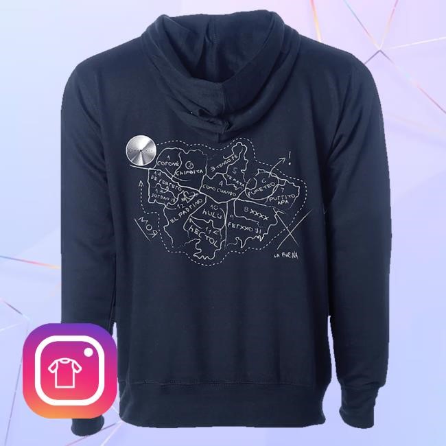 Official Feid Official Merch Medellín Hoodie Navy Long Sleeve Shirt