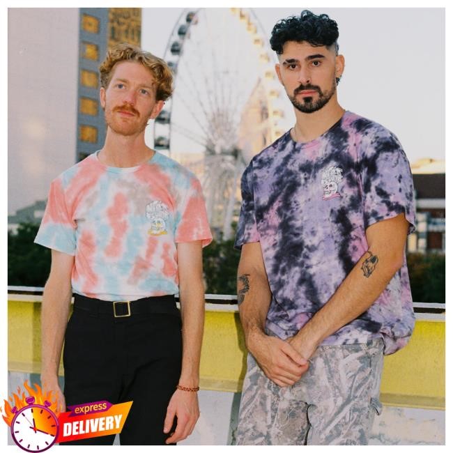 Neat Dude Merch Shop Store Tie Dye Skull Puddle Teal/Orange T Shirts