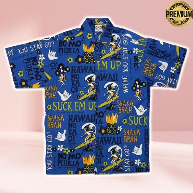 Trending Go Barefoot "Pidgin English" Men's Aloha Hoodie Sweatshirt Blue