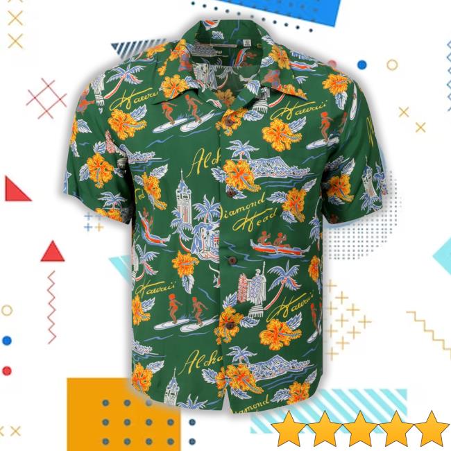 Aloha Hawaii Rayon Made Ss38313 Green Hawaiian Shirt