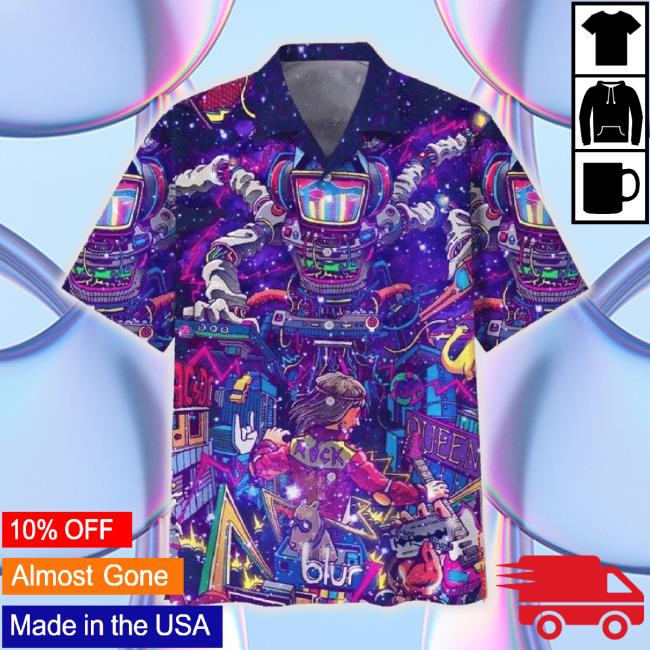 Rock Roll Through Space In A Tiedye Hawaiian Tee