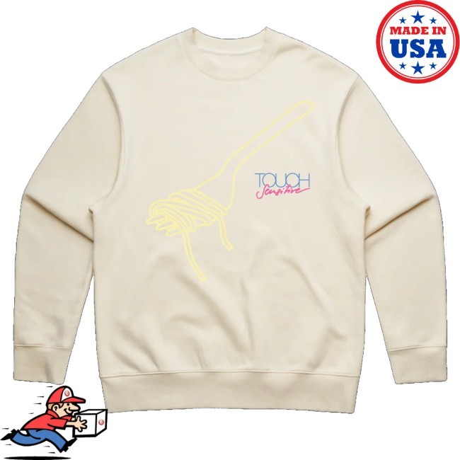Sound Merch Touch Sensitive Fork Logo Print Ecru Heavy Hooded Sweatshirt