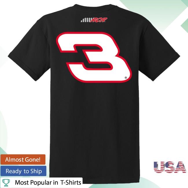 Official Nascar Merch Men's Dale Earnhardt Richard Childress Racing Team Collection Black Goodwrench Service Plus Sponsor Lifestyle T-Shirt