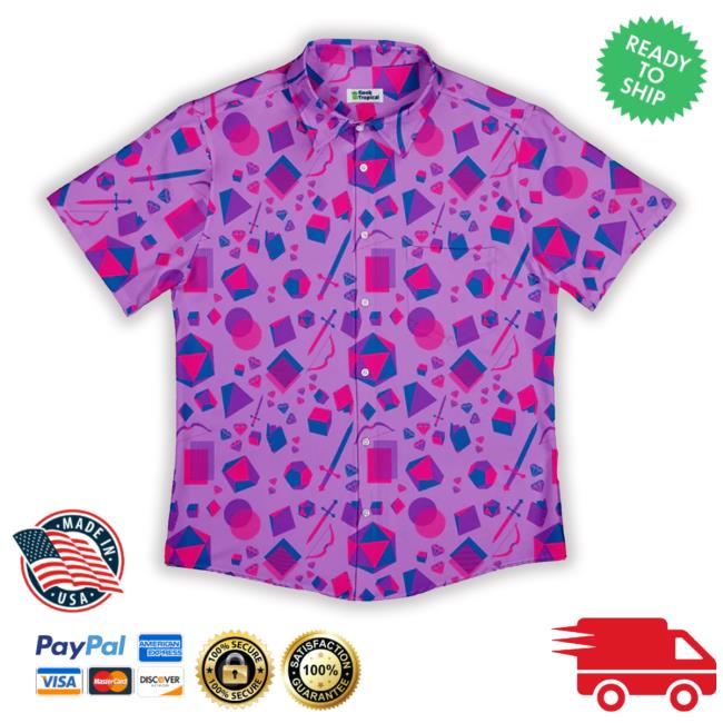 Geektropical Merch Pink Blue And Bisexual Colors Tabletop Rpg Items Dnd Button Up Hoodie