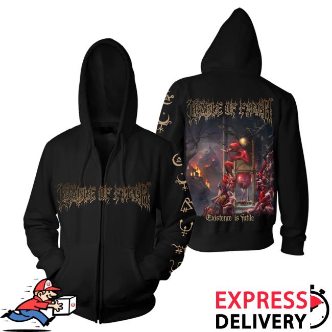 Official Night Shift Merch Indie Merch Store Cradle Of Filth - Existence Is Futile Zip-Up Crewneck NightShiftMerch IndieMerchStore
