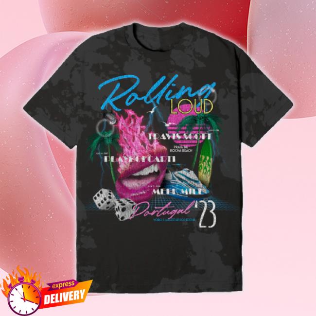 Official Rolling Loud Merch Rl Portugal 23 Heatwave Black Tiedye Hoodie Sweatshirt